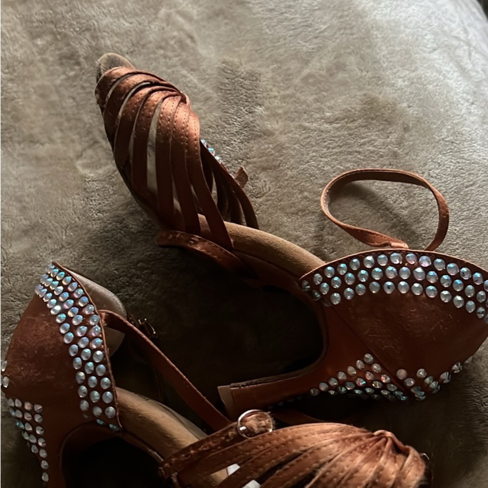 Elegant Brown Strappy G Franco Elites Women's Dance Heels